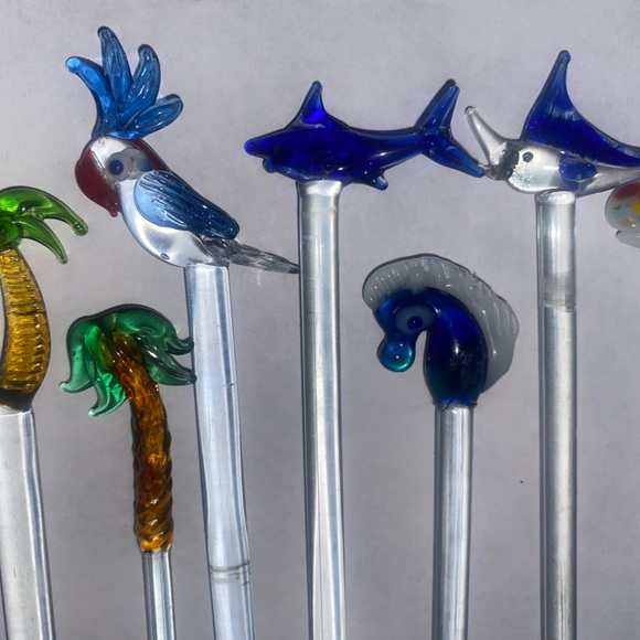 Hand Blown Glass Cocktail Stir Sticks - Picture 4 of 5